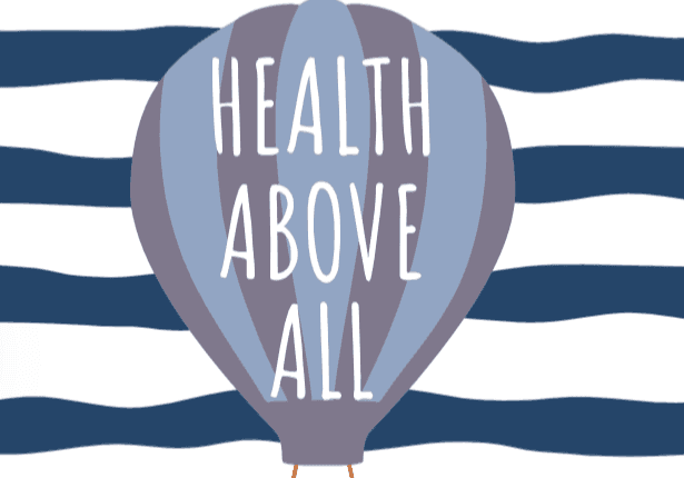 Cover of Health Above All issue 48, hot-air balloon illustration