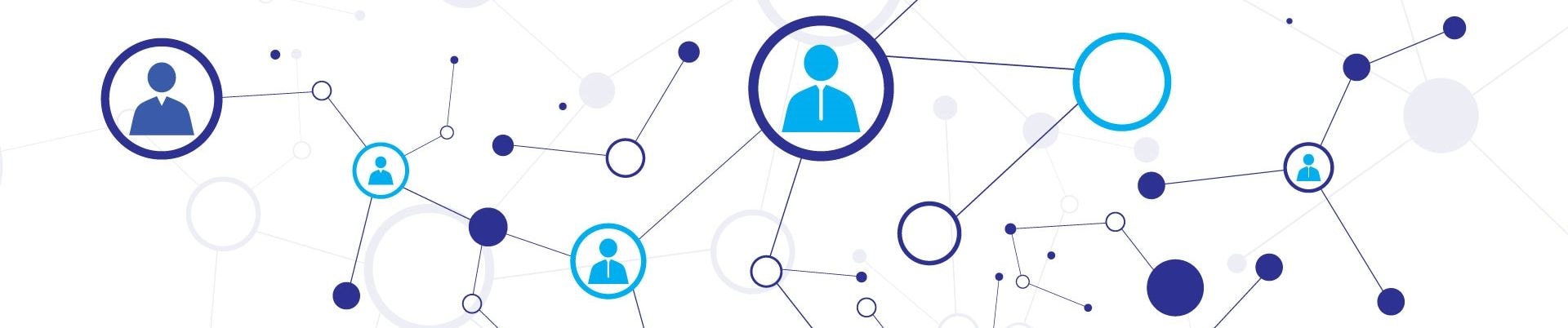 Illustration of a contact network connecting people icons