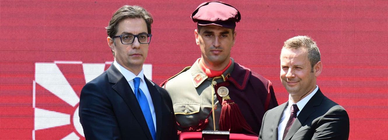 The CEO/President of the Management Board of Alkaloid AD Skopje,Mr. Zhivko Mukaetov, decorated with the Order of Merit by thePresident of Republic of North Macedonia, Stevo Pendarovski