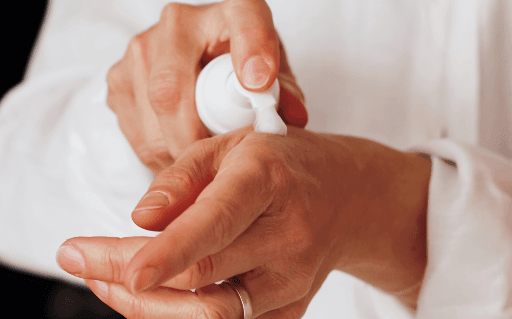 Applying cream for skincare